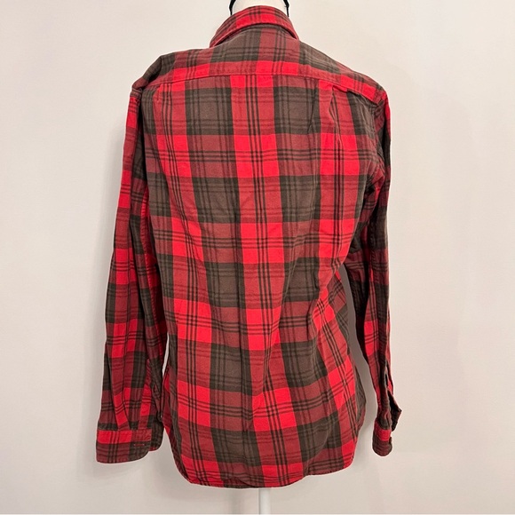 J Crew Button Up Shirt Men's Small Plaid Red Sportsmen's Outfitter Long Sleeves - Picture 2 of 7